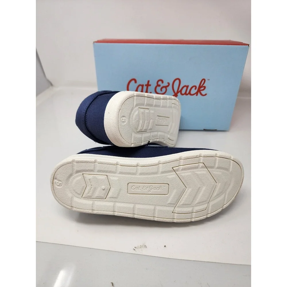 Cat & Jack Boys Boyd Boat Shoes Blue Canvas Casual Size 5